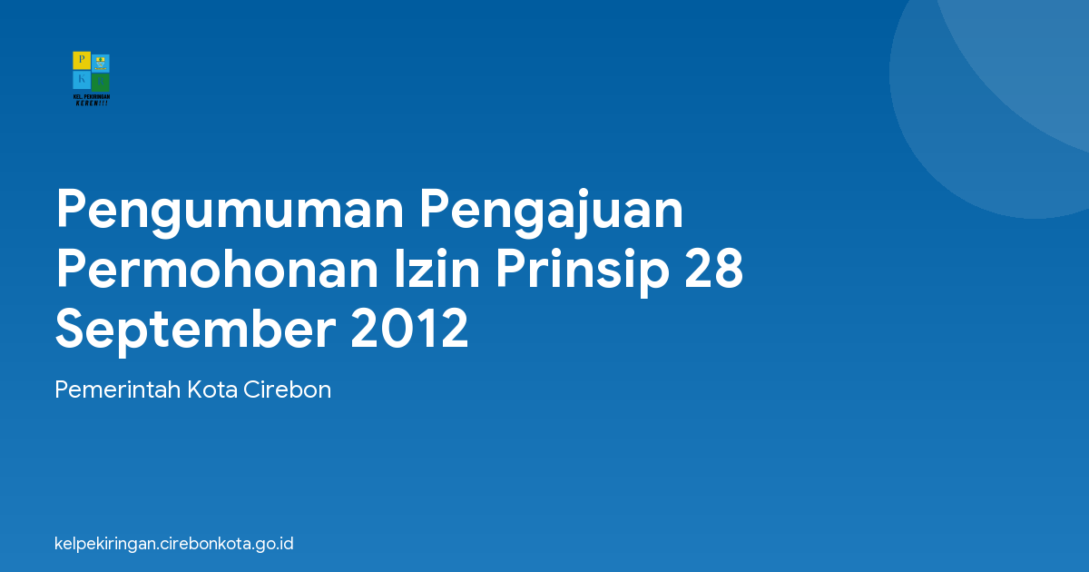 Pengumuman Pengajuan Permohonan Izin Prinsip 28 September 2012