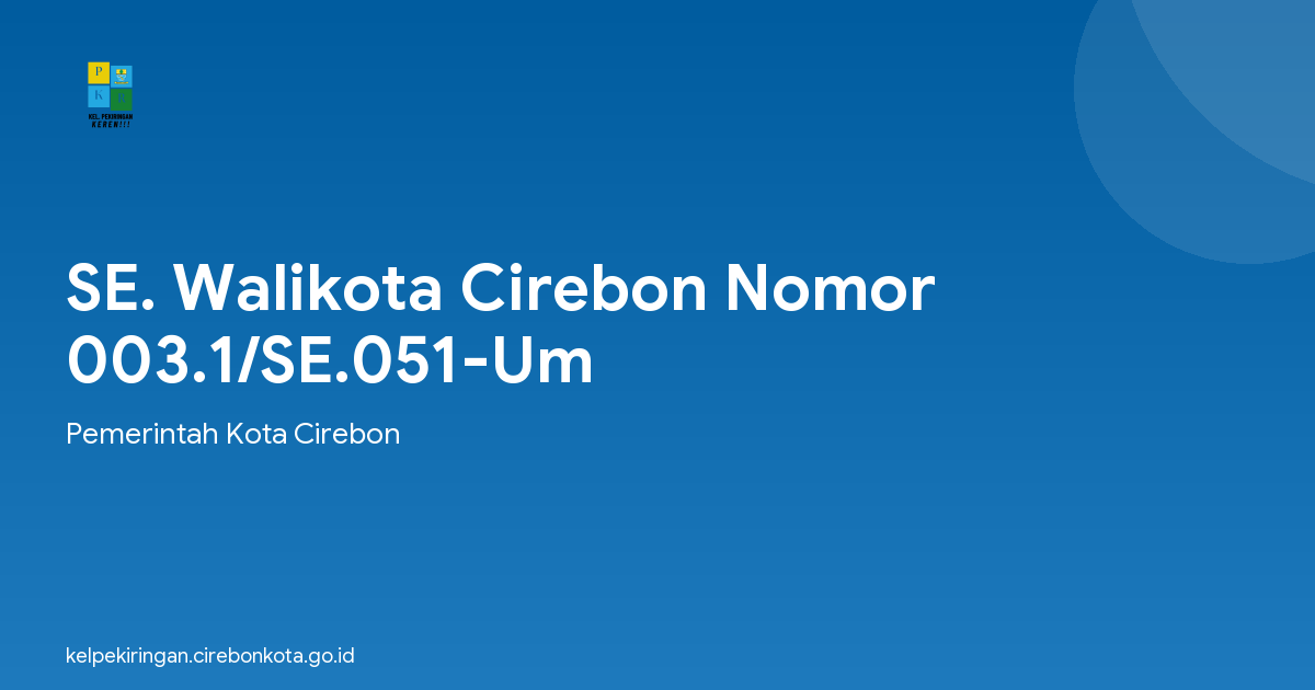 SE. Walikota Cirebon Nomor 003.1/SE.051-Um