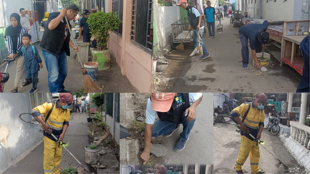 Kegiatan kerja bakti Jumat Bersih di RW 08 Suradinaya Selatan