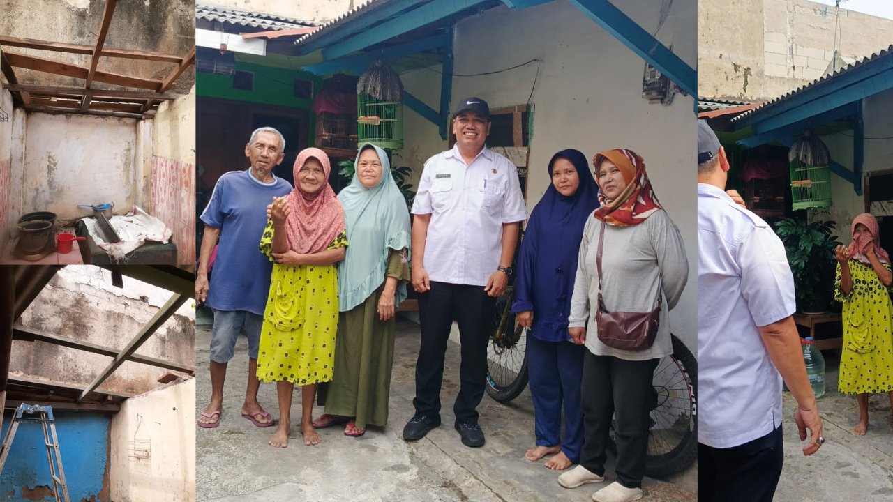 Kegiatan monitoring rumah warga yang mengalami ambruk pasca terjadinya angin kencang di wilayah RT 05 RW 06 Suradinaya Utara, Kelurahan Pekiringan