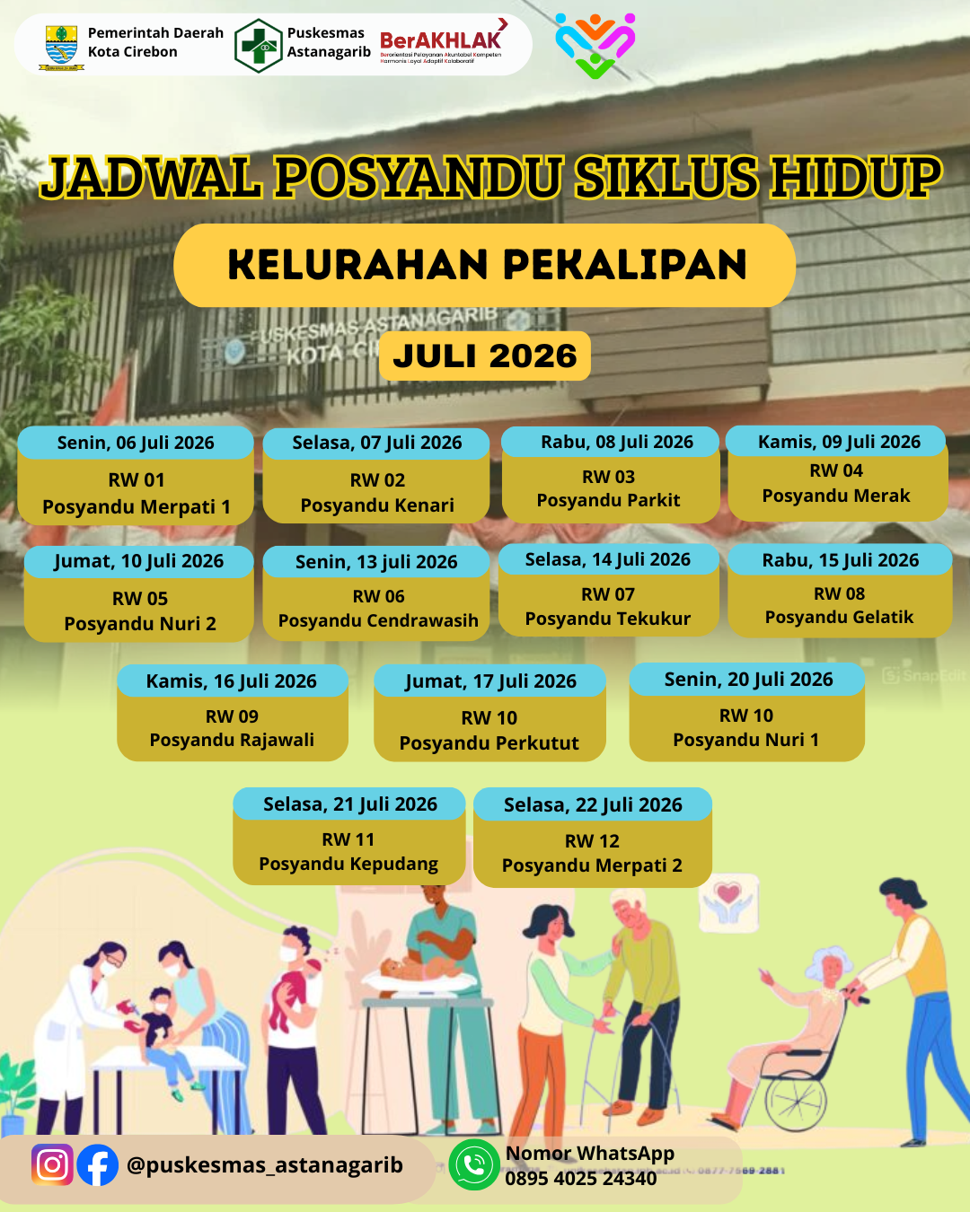 Jadwal Posyandu Siklus Hidup Kelurahan Pekalipan Bulan Juli 2026